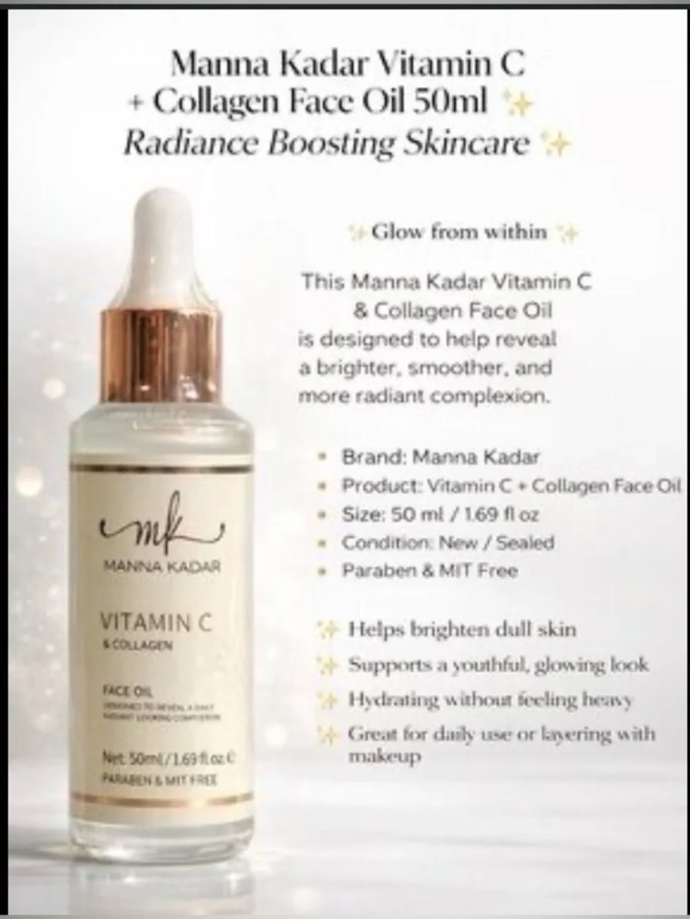 Manna Kadar Vitamin C & Collagen Face Oil NWT Sealed